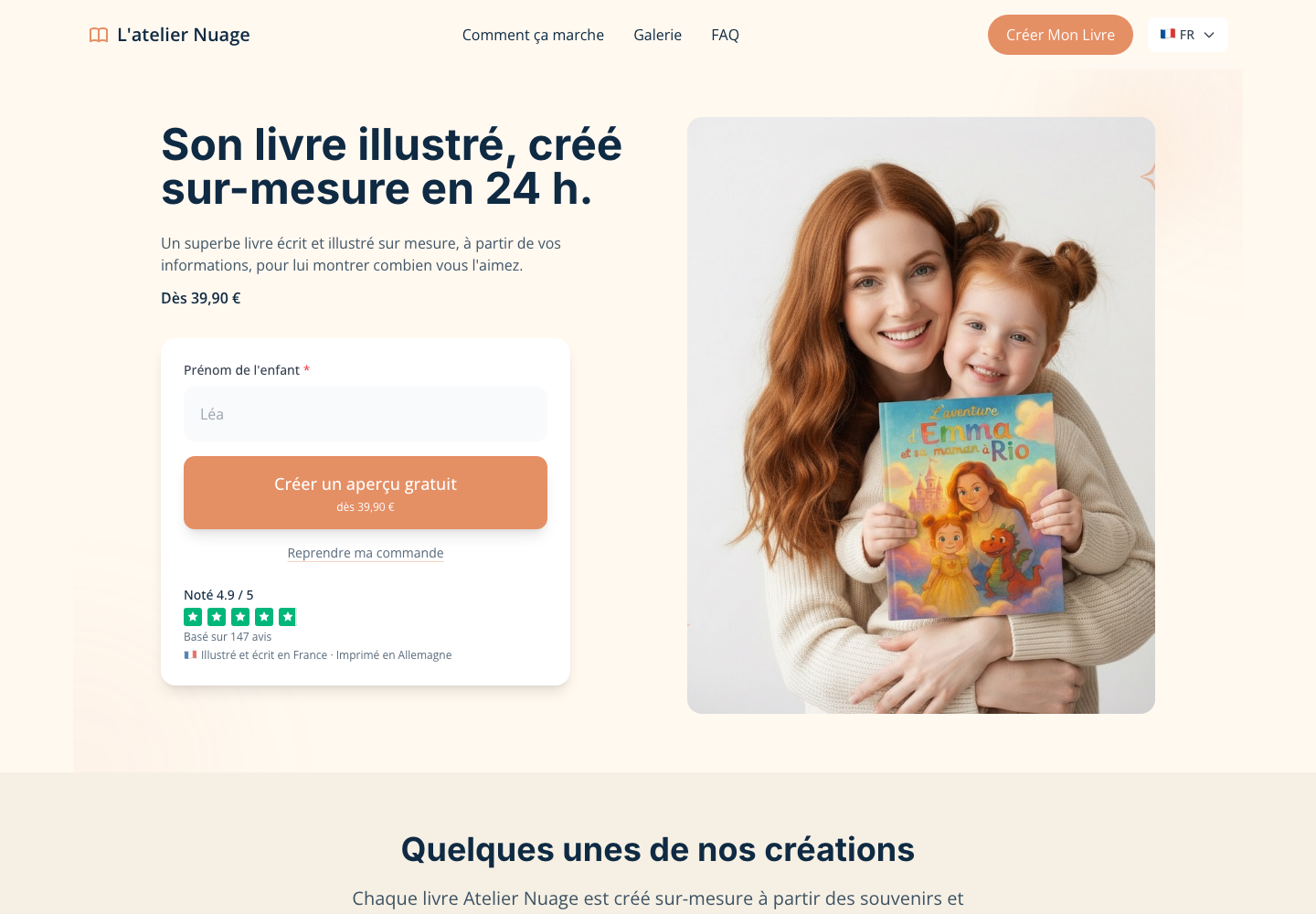 Interface du site Atelier Nuage