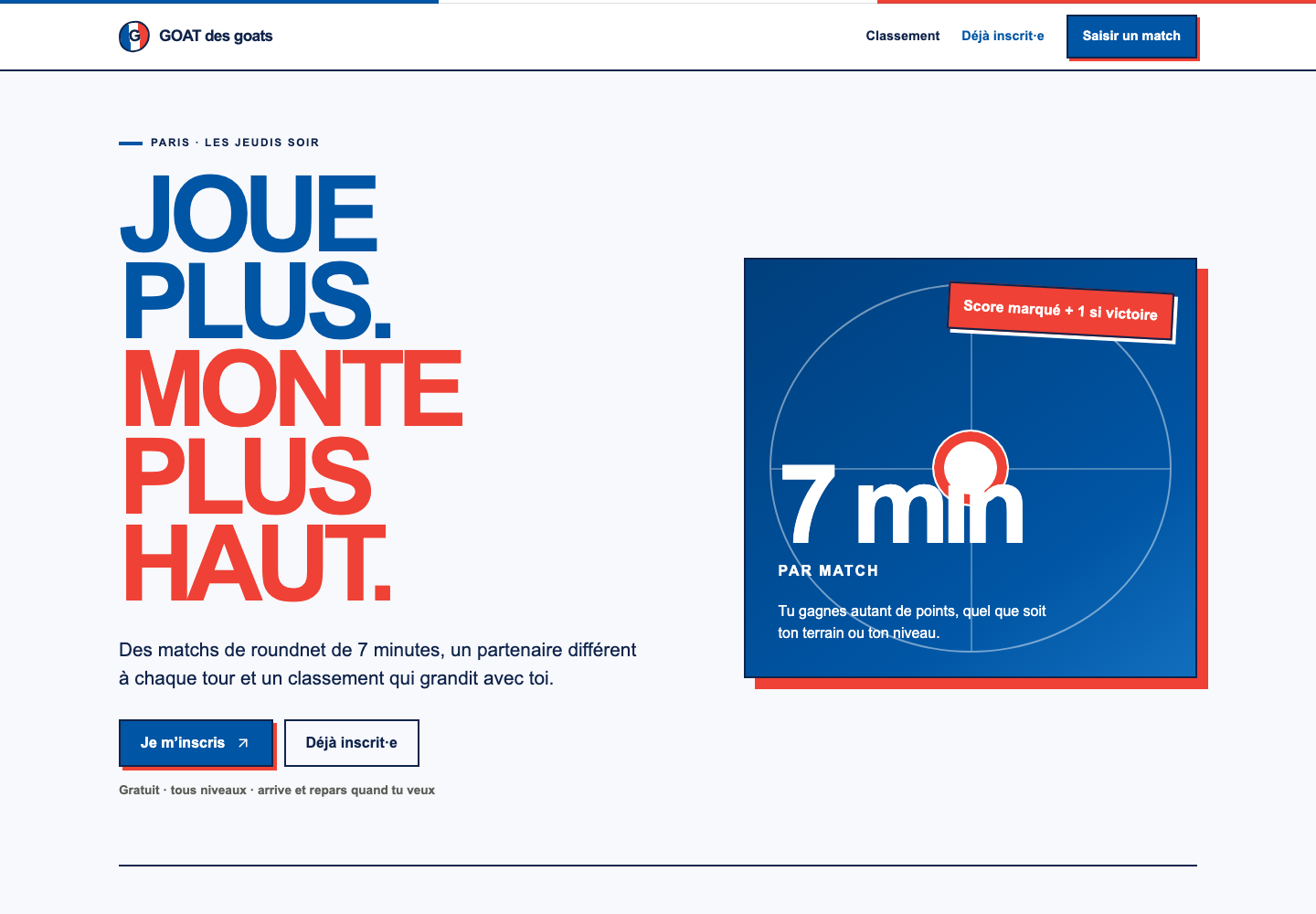 Interface du site GOAT des goats