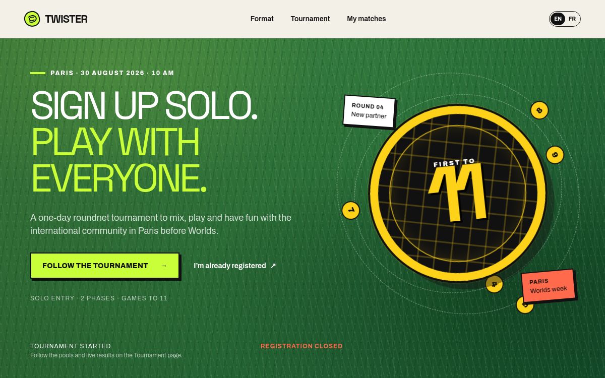 Interface du site Twister / Timder